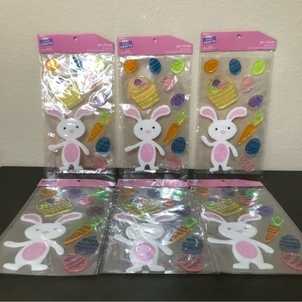 Easter Gel Clings 6 Packages Multicolored Easter Bunny Spring Window Decorations